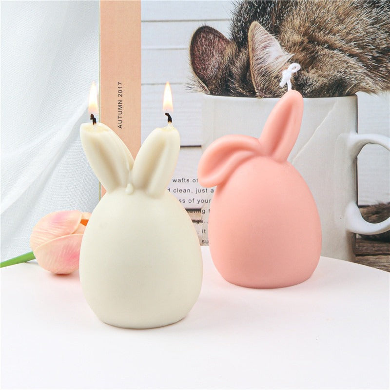 Silicone Egg Bunny Candle Mold Easter Halloween Easter Egg Stereo 3D Rabbit Fondant