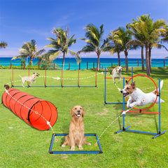 VEVOR Dog Agility Training Equipment 5 PCS Set Upgrade W Hurdles Extended Tunnel