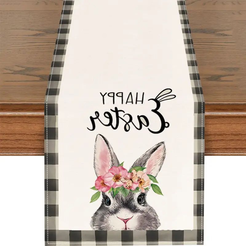 Linen Easter Rabbit Egg Restaurant Holiday Decoration Tablecloth