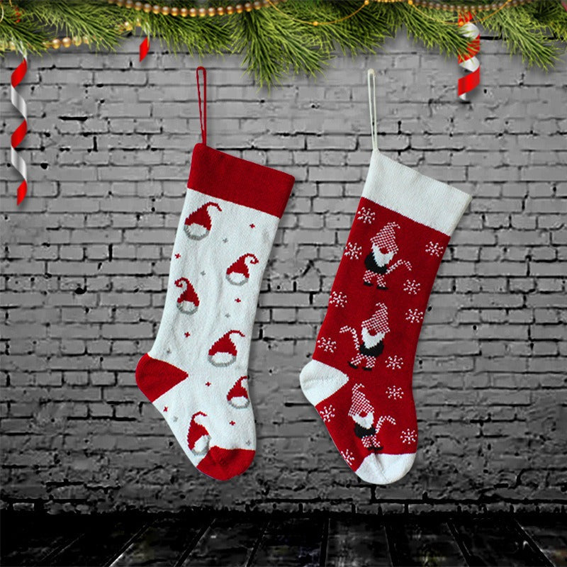Knitted Christmas stockings Santa Claus gift bags Christmas tree decorations Christmas children's gift candy bags