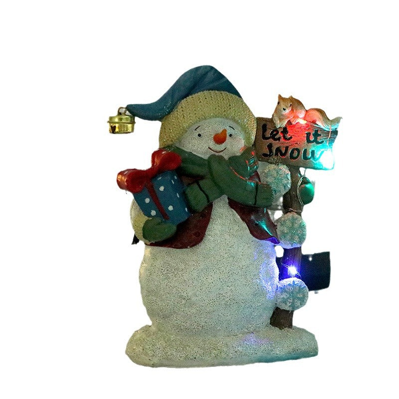 Christmas party decorations, cute Christmas snowman figurines, desktop ornaments, Christmas gifts with illuminated ambient lights