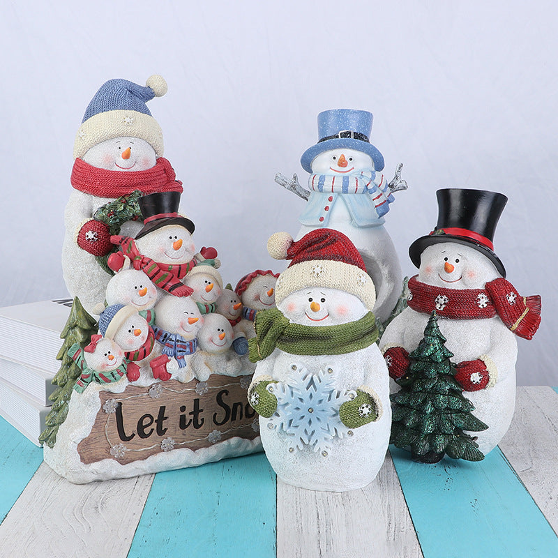 Christmas party decorations, cute Christmas snowman figurines, desktop ornaments, Christmas gifts with illuminated ambient lights