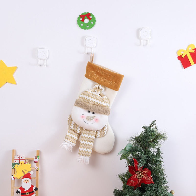 New Christmas Candy Bag Gift Bag Cute Cartoon Big Head Elderly Snowman Elk Christmas Socks Decoration