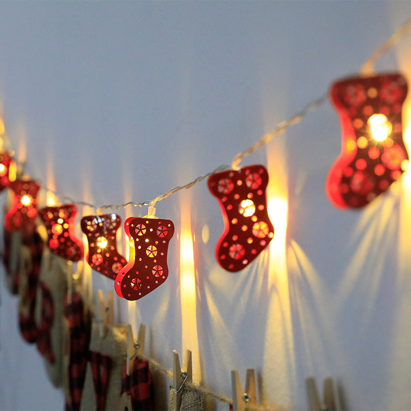 Christmas Iron, Santa Claus, Snowman, Deer, Christmas Tree, Christmas Socks, Mixed Elements, Decorative LED Lights