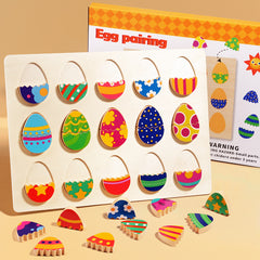Children's Fun Puzzle Easter Egg Color Shape Matching Color Pattern Cognitive Early Education Thinking Logic Wooden Toys