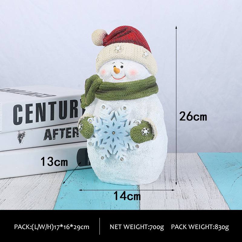 Christmas party decorations, cute Christmas snowman figurines, desktop ornaments, Christmas gifts with illuminated ambient lights