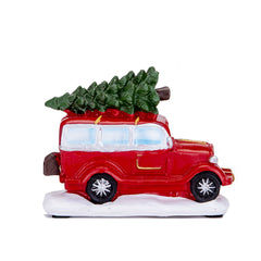 Christmas luminous small truck car with lights Christmas ornaments resin crafts gifts decorations
