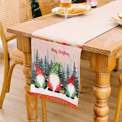 Christmas New Forest Old Man Linen Color blocked Table Flag Christmas Atmosphere Decoration Table Flag Decoration