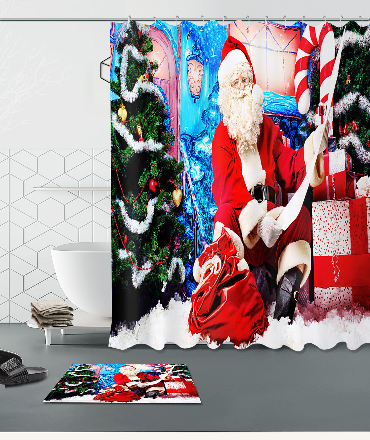 Christmas decoration Shower Curtain Waterproof Shower Curtain