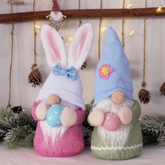 New Easter Decoration Ideas Rabbit Holding Egg Doll Ornament Pink Rabbit Ear Doll Gift