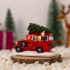 Christmas luminous small truck car with lights Christmas ornaments resin crafts gifts decorations