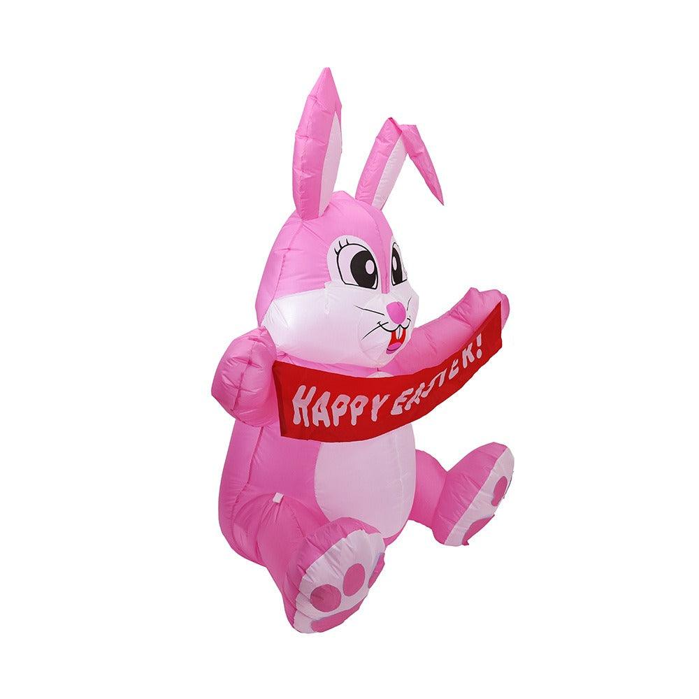 Inflatable Easter Bunny 1.5 Meters Inflatable Pink Cute Bunny Led Light-Emitting Air Model Yard Decoration