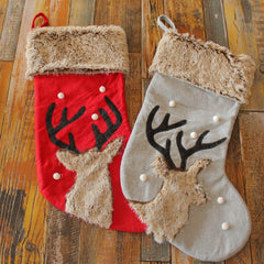 Christmas Decorations Cute Red Deer Head Socks Plush Candy Socks Christmas Supplies Gift Bag