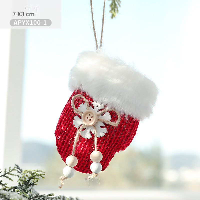 Christmas Socks, Red Plush Gloves, Christmas Tree Decoration Set, Christmas Decoration Pendant, Creative Pendant