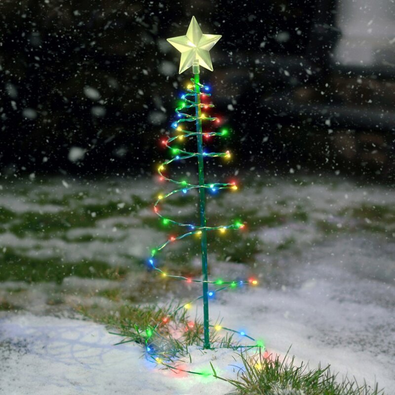 Christmas Garden Lights String Stars Christmas Tree Decorative Color Lights LED Solar Christmas Tree