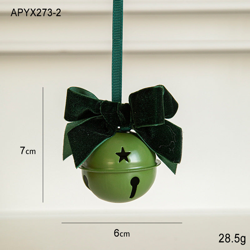 Christmas Pendant Small Bell Velvet Bow Christmas Tree Pinecone Scene Decoration Supplies Decorative Small Pendant