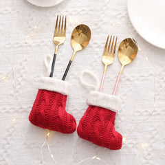 Christmas Decoration Mini Knitted Socks Christmas Tableware Set Knife and Fork Set
