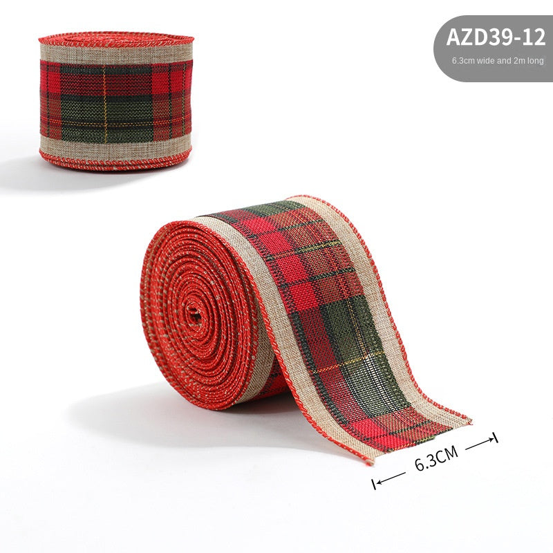 Christmas ribbon imitation linen ribbon decoration bow accessories snowflake Christmas ribbon in stock