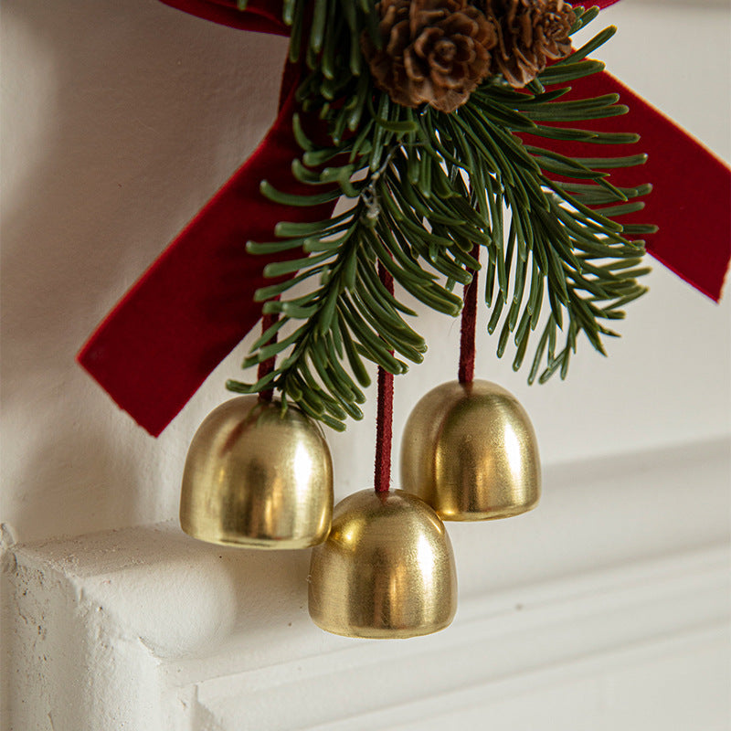Christmas Pendant Small Bell Velvet Bow Christmas Tree Pinecone Scene Decoration Supplies Decorative Small Pendant
