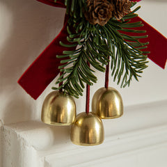 Christmas Pendant Small Bell Velvet Bow Christmas Tree Pinecone Scene Decoration Supplies Decorative Small Pendant