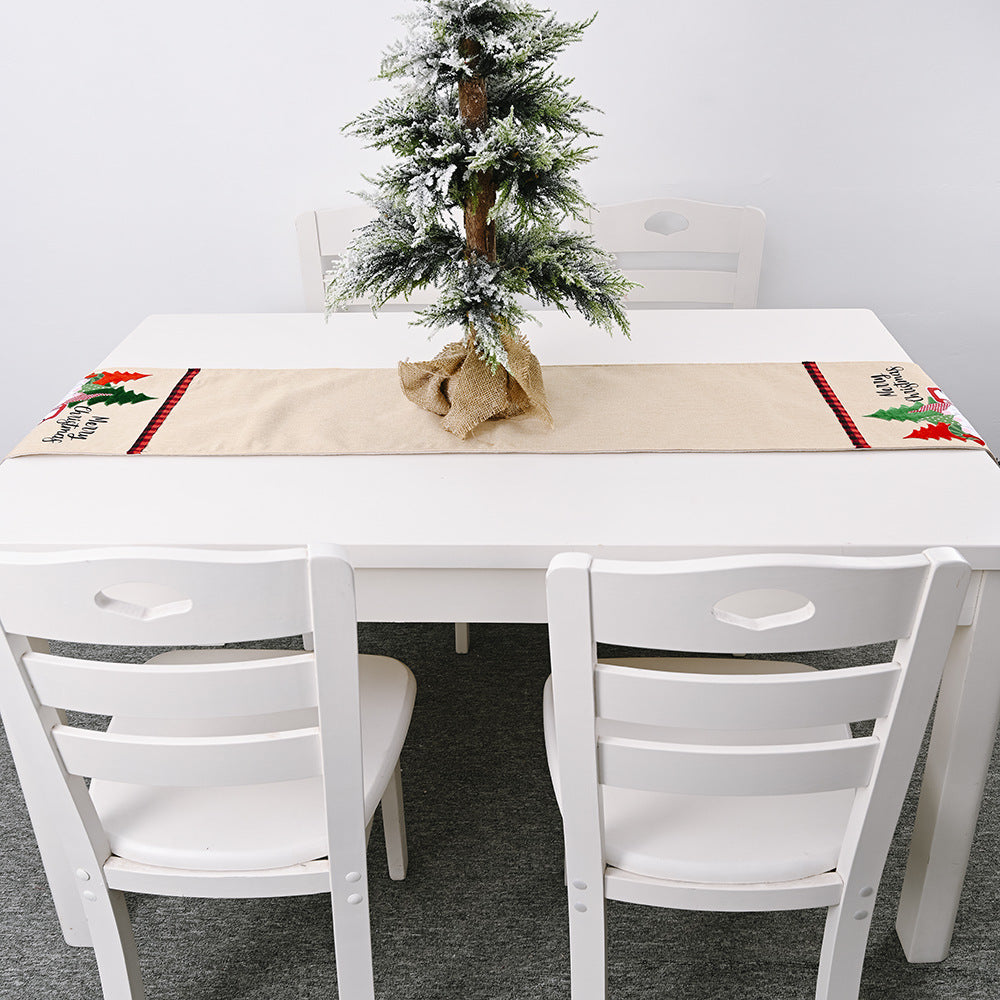 Christmas New Decorative Products Forest Elderly Car Table Flag Imitation Linen Creative Christmas Table Decoration