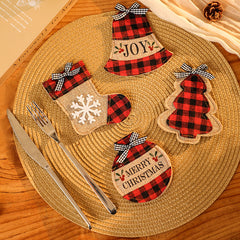 Christmas Socks Knife and Fork Set Table Decoration Embroidery Christmas Props Knife and Fork Set Christmas Decoration Pendant