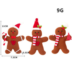 New Christmas Decoration Gingerbread Man Doll Small Pendant Christmas Tree Accessories Pendant 3-Piece Set