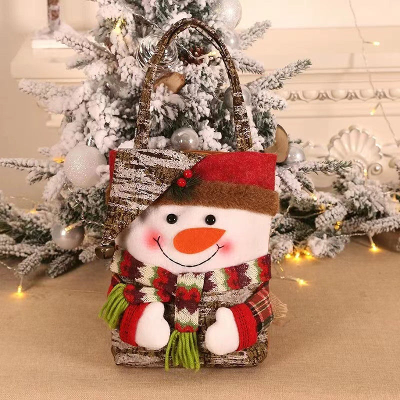 Christmas decoration supplies, elderly snowman, deer figurine, candy bag, Christmas gift bag, handbag, gift bag