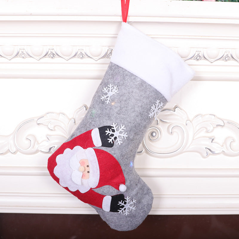 Christmas Socks Gift Bag Grey Christmas Decorative Candy Bag Christmas Tree Pendant