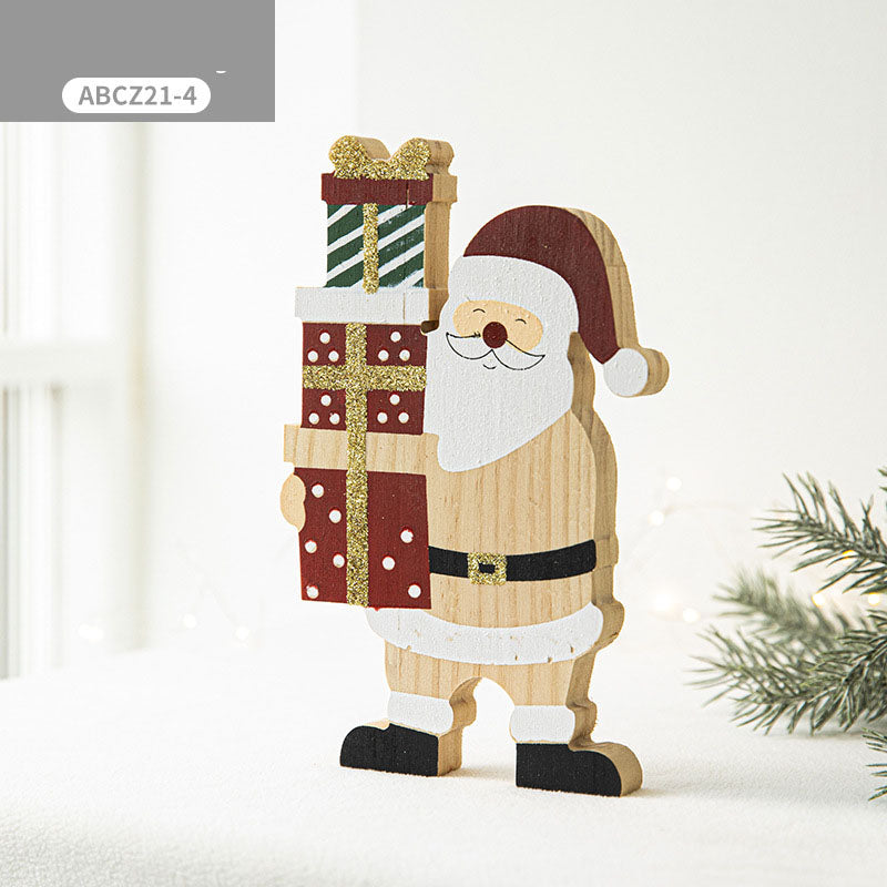 Christmas Creative Decorations Santa Claus Wooden Pentagram Ornament Gift Christmas Gift