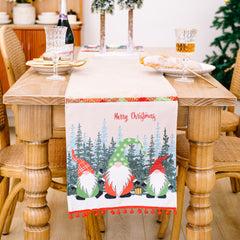 Christmas New Forest Old Man Linen Color blocked Table Flag Christmas Atmosphere Decoration Table Flag Decoration
