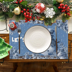 Christmas meal mat solid color snowman white linen printed table mat restaurant Christmas decoration insulation mat