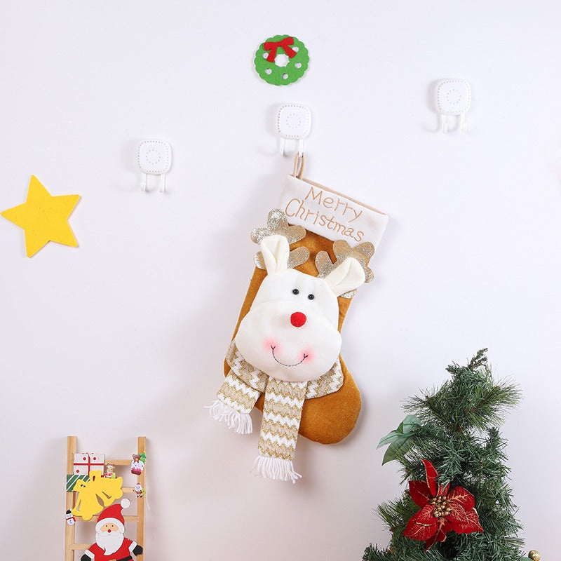New Christmas Candy Bag Gift Bag Cute Cartoon Big Head Elderly Snowman Elk Christmas Socks Decoration