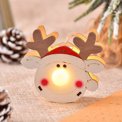 Christmas glowing wooden figurine pendant, Christmas tree decoration small pendant, wooden Christmas decoration supplies