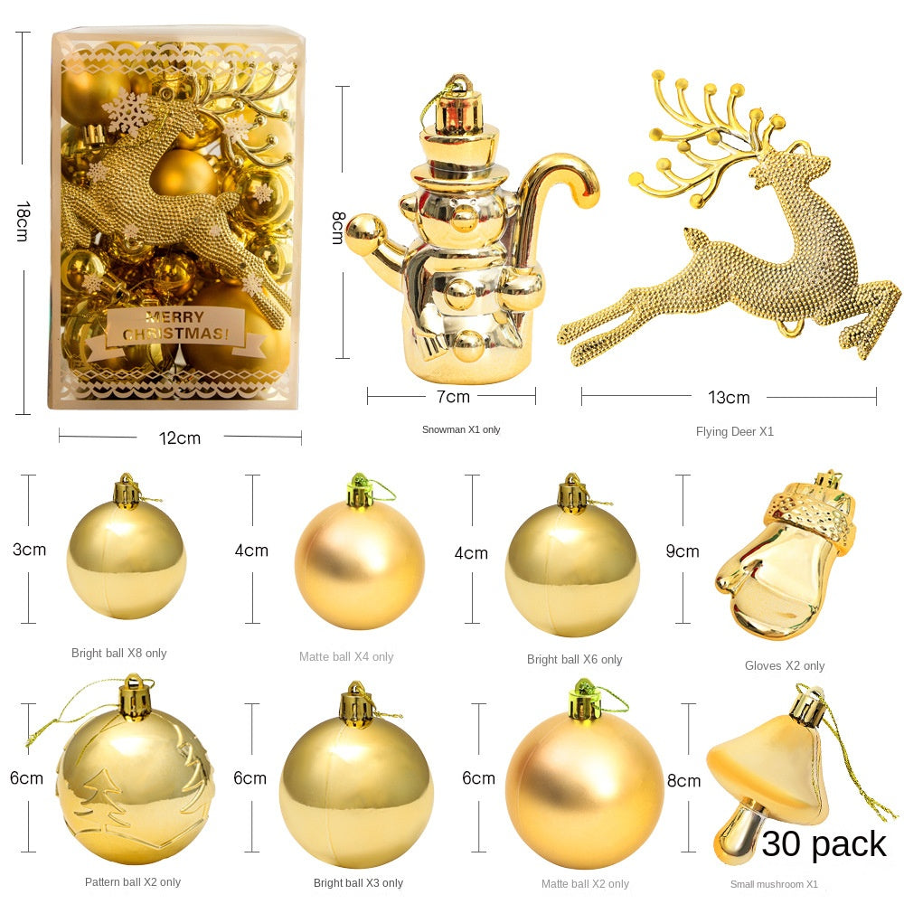 Christmas Decorations Bright Ball Gift Pack Christmas Tree Pendant Window Decoration Colorful Hanging Balls Set of 30