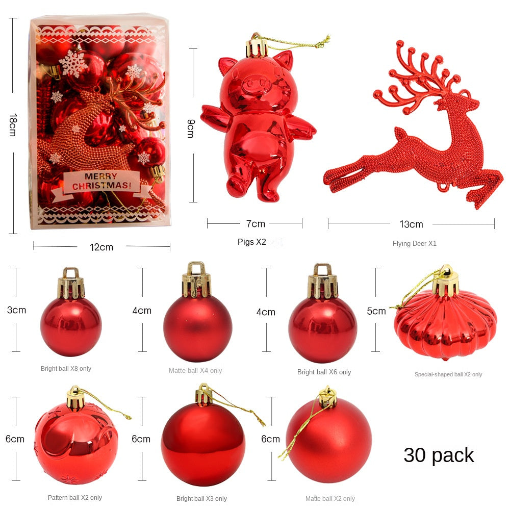 Christmas Decorations Bright Ball Gift Pack Christmas Tree Pendant Window Decoration Colorful Hanging Balls Set of 30