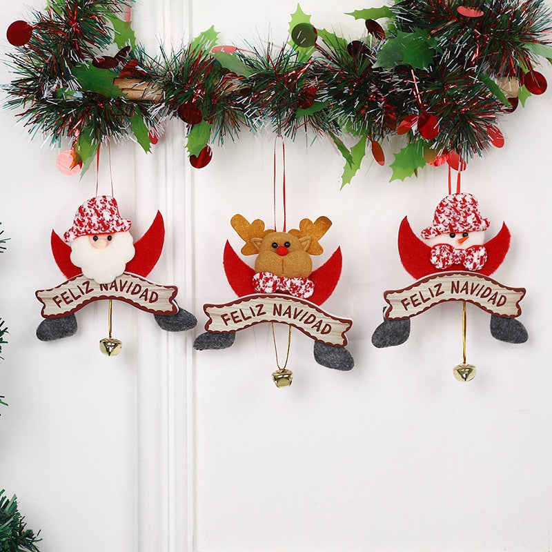 New Christmas Pendant Cute Cartoon Santa Claus Elk Decoration Christmas Tree Bell Pendant