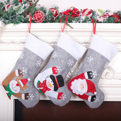 Christmas Socks Gift Bag Grey Christmas Decorative Candy Bag Christmas Tree Pendant