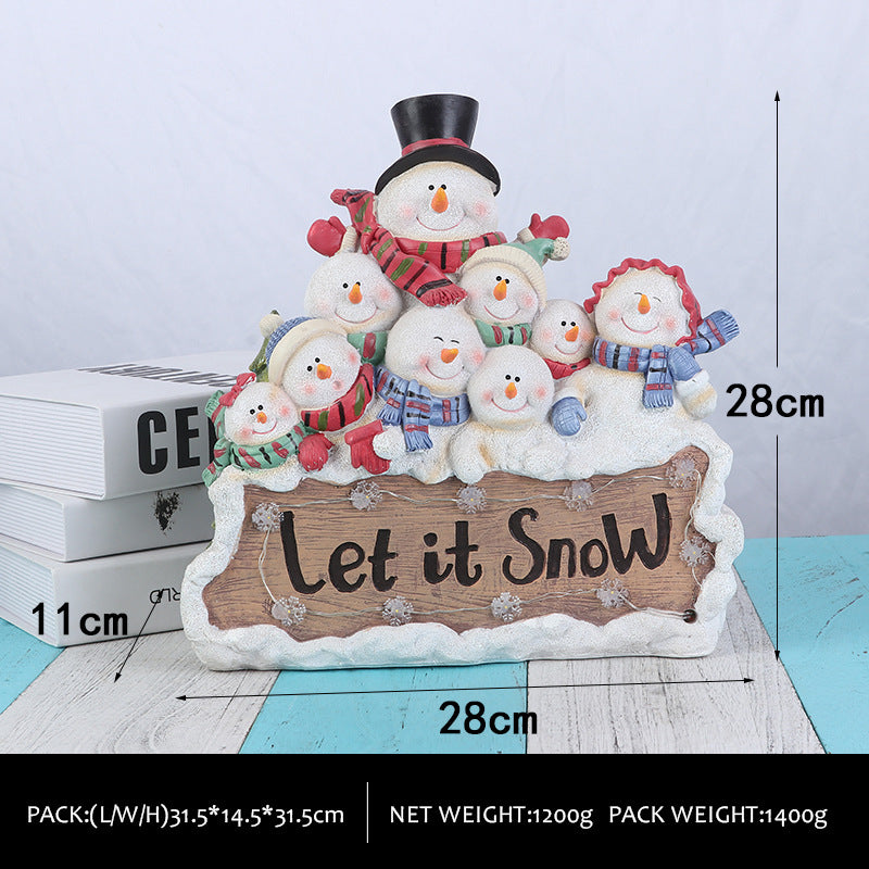 Christmas party decorations, cute Christmas snowman figurines, desktop ornaments, Christmas gifts with illuminated ambient lights