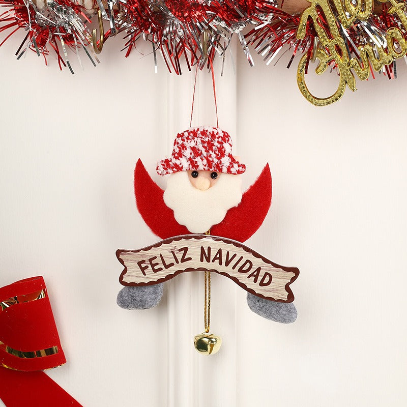 New Christmas Pendant Cute Cartoon Santa Claus Elk Decoration Christmas Tree Bell Pendant