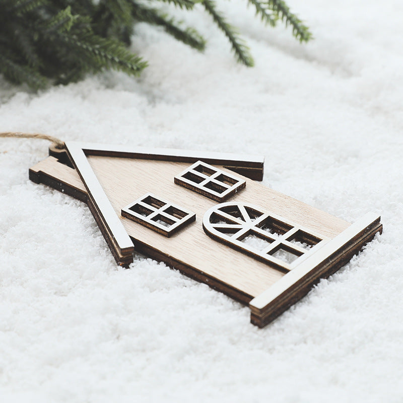 Christmas New Products Christmas Tree Small House Wooden Creative Small Pendant Hanging Decoration Christmas Decorations Gifts