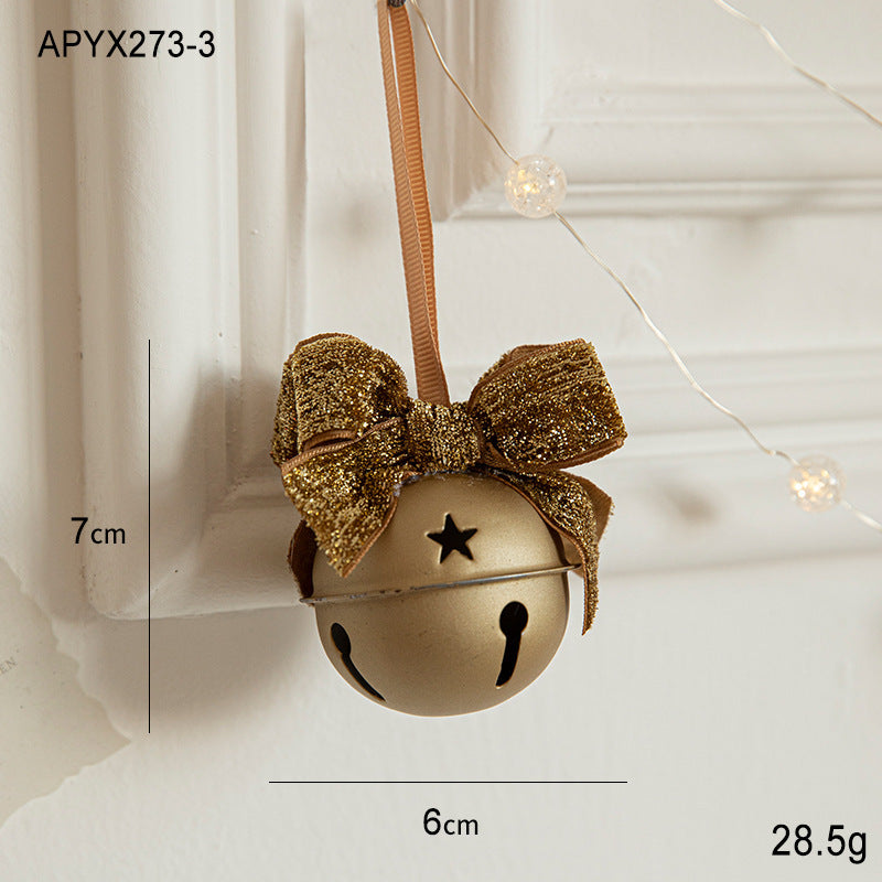 Christmas Pendant Small Bell Velvet Bow Christmas Tree Pinecone Scene Decoration Supplies Decorative Small Pendant