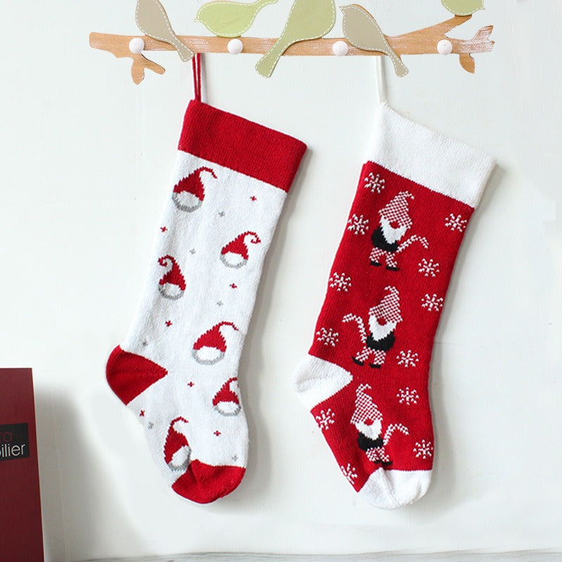 Knitted Christmas stockings Santa Claus gift bags Christmas tree decorations Christmas children's gift candy bags