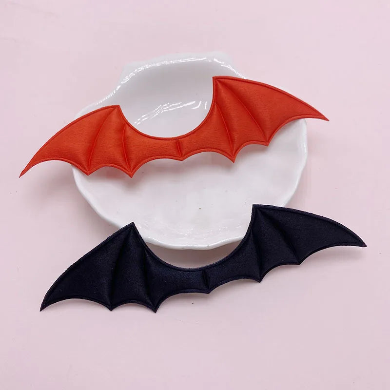 30Pcs/Lot 13.5**4CM Black Red Demon Bat Appliques For DIY Halloween Costume Vampire Hairpin Decoration Patches