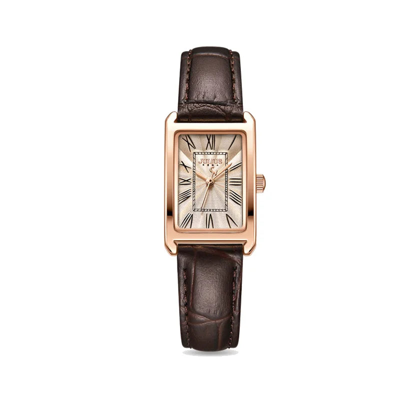 Julius Retro Classic Lady Women's Watch Japan Quartz Elegant Fashion Hours Clock Real Leather Bracelet Girl Birthday Gift Box