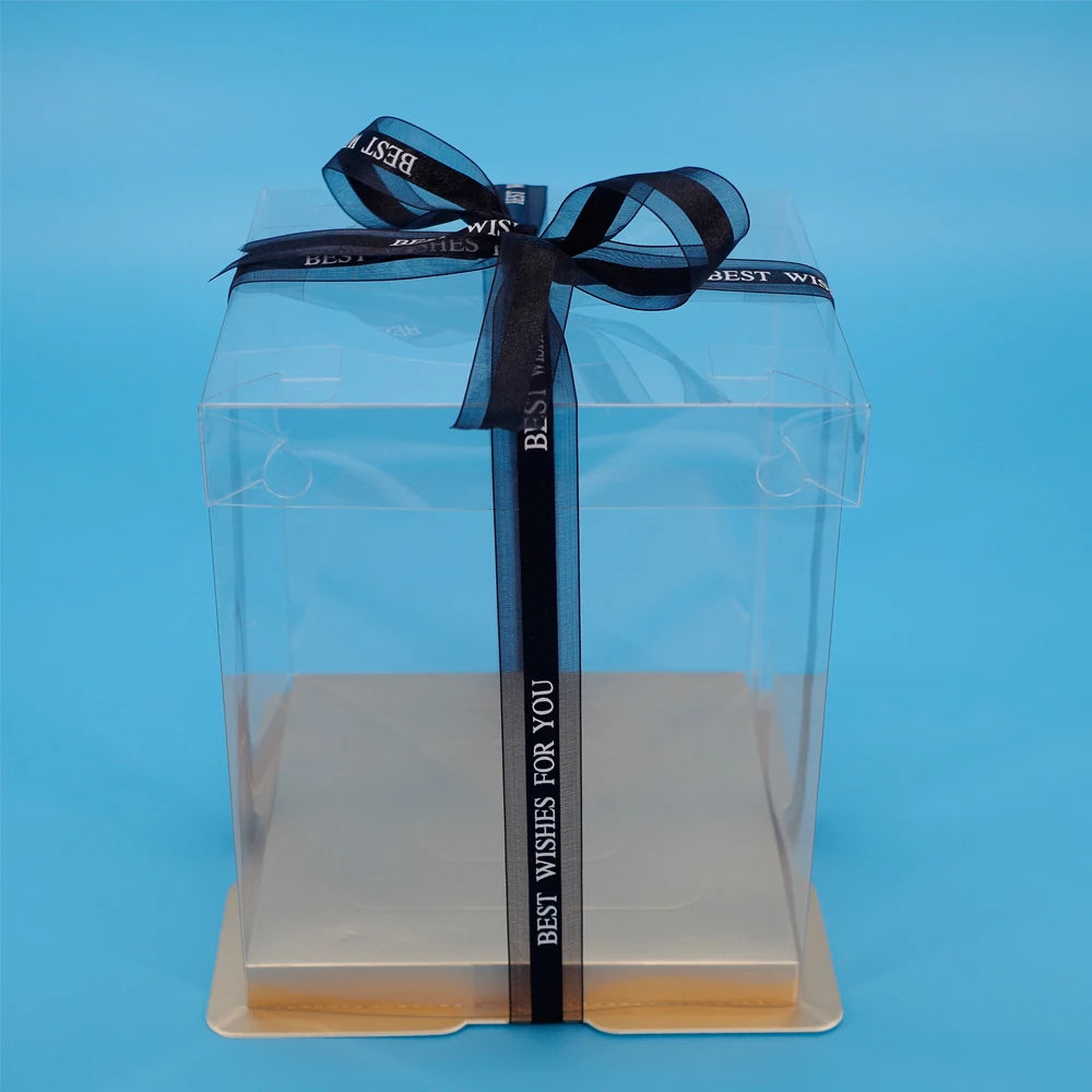 17x17x28cm Transparent Colorful Base Gift Box for Artificial Teddy Bear Rose Clear PET Square bosca císte for Cake