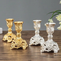 2Pcs Gold Candle Holders Metal wedding Candlestick Flower Vase Table Centerpiece Flower Rack Road Lead Wedding Decoration