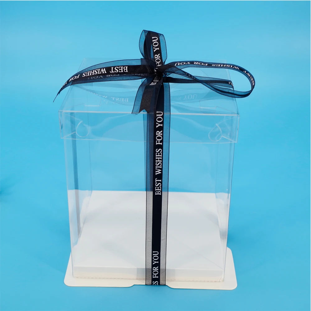 17x17x28cm Transparent Colorful Base Gift Box for Artificial Teddy Bear Rose Clear PET Square bosca císte for Cake