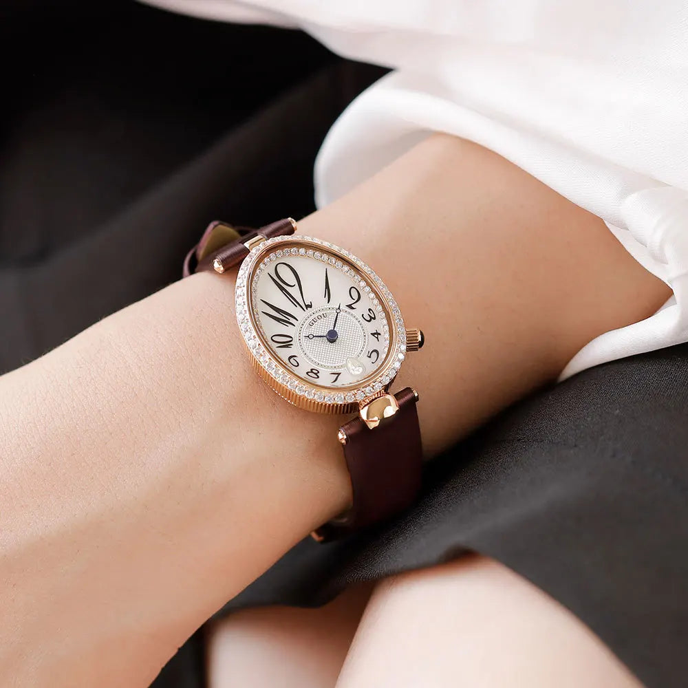 2021 New Fashion Oval Watch Female Top Brand Diamond Studded Elegant Waterproof Quartz Clock for Wife Gift Relogio Feminino