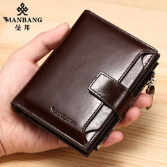 ManBang Brand Luxury Men's Wallet Genuine Leather Purse Vertical Driver's License First Layer Cowhide Multi-Function Card Bag